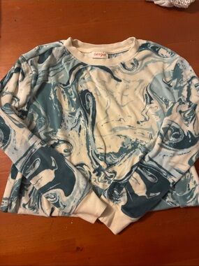 Cat & Jack Teal and Cream Marble Crewneck Sweatshirt